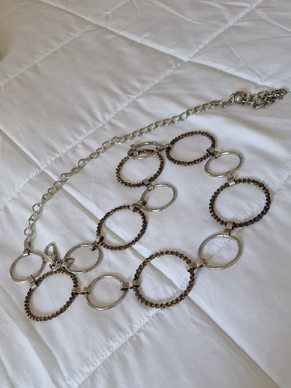 Silver and Bronze Ring Chain Waist Belt - Women Accessories